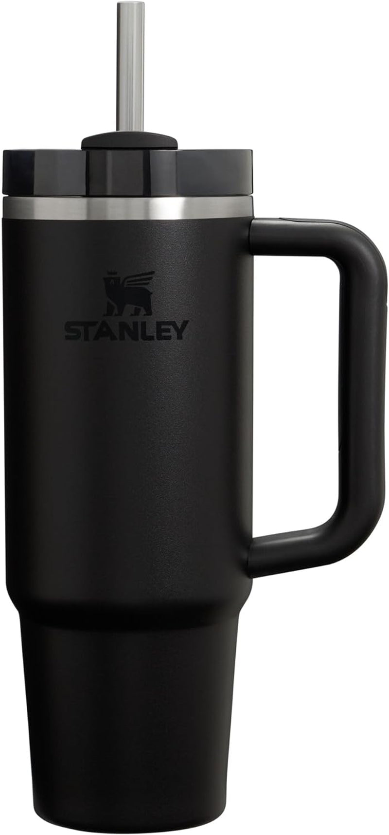 Quencher H2.0 Tumbler with Handle and Straw 30 Oz | Flowstate 3-Position Lid | Cup Holder Compatible for Travel | Insulated Stainless Steel Cup | Bpa-Free | Black 2.0