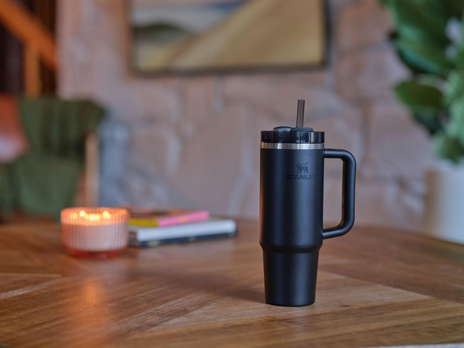 Quencher H2.0 Tumbler with Handle and Straw 30 Oz | Flowstate 3-Position Lid | Cup Holder Compatible for Travel | Insulated Stainless Steel Cup | Bpa-Free | Black 2.0
