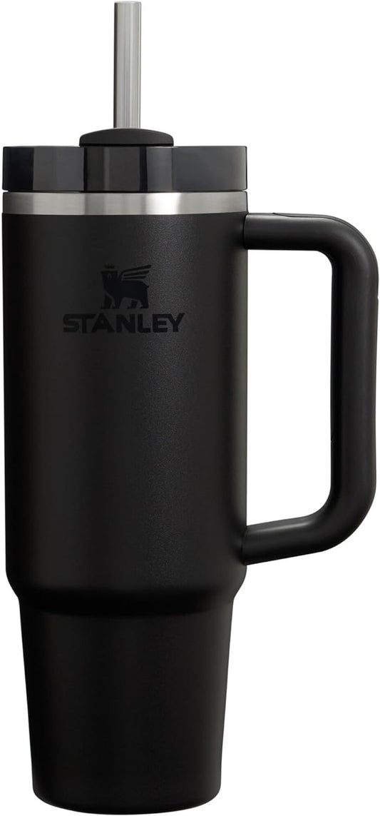 Quencher H2.0 Tumbler with Handle and Straw 30 Oz | Flowstate 3-Position Lid | Cup Holder Compatible for Travel | Insulated Stainless Steel Cup | Bpa-Free | Black 2.0